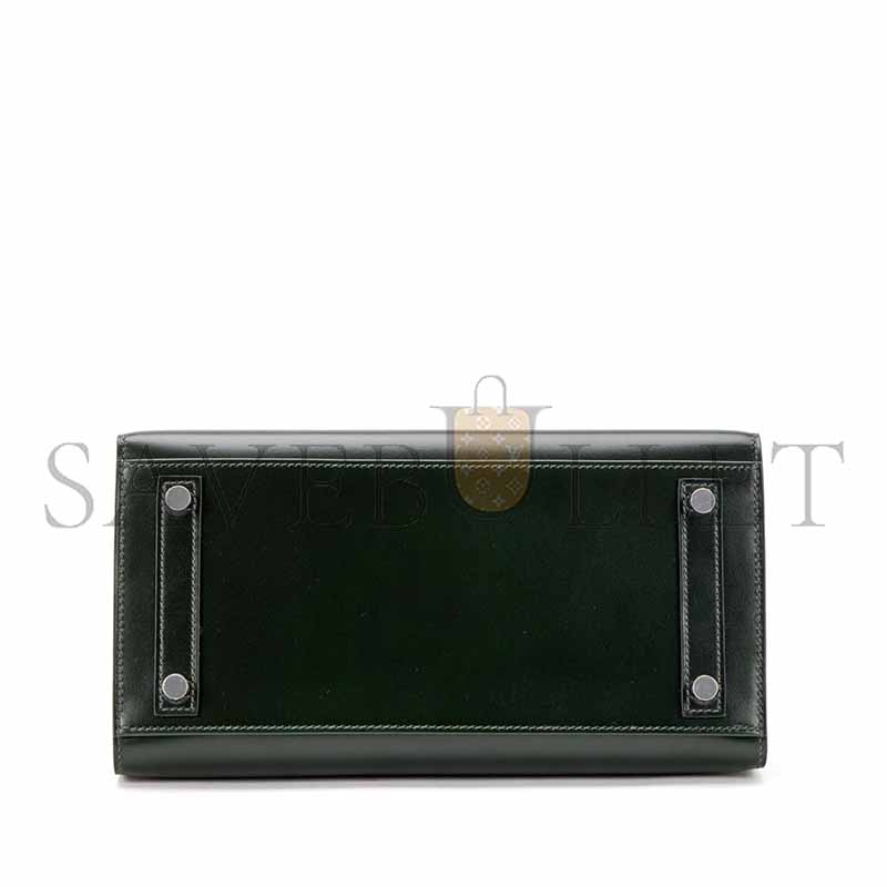 HERMÈS MASTER BIRKIN 25 SELLIER VERT FONCE BOX CALF PALLADIUM HARDWARE  (25*20*13cm)